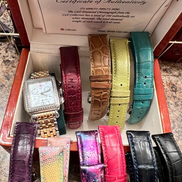 Michele Art Deco Watch XL yellow, silver and rose gold with Diamonds - Picture 10 of 11